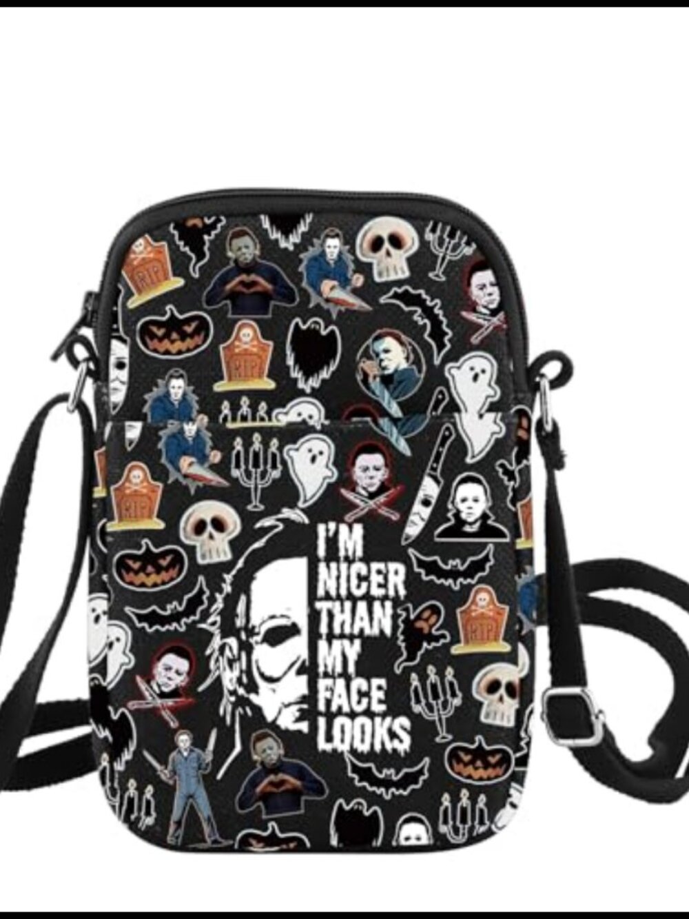 Scary Halloween Crossbody Bag Horror Movie Lover Polyester Messenger